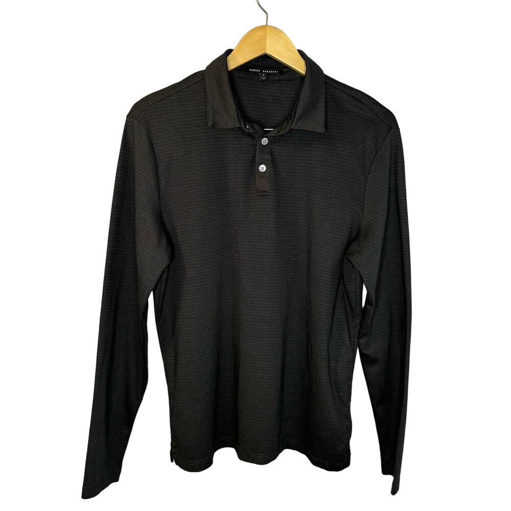 Robert Barakett Long Sleeve Polo Shirt Lightweight Performance Brown Men's M